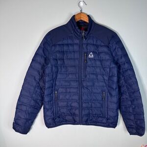 Gerry Mens‎ Navy Blue Quilted Puffer Jacket Full Zip Mock Neck Lightweight XL